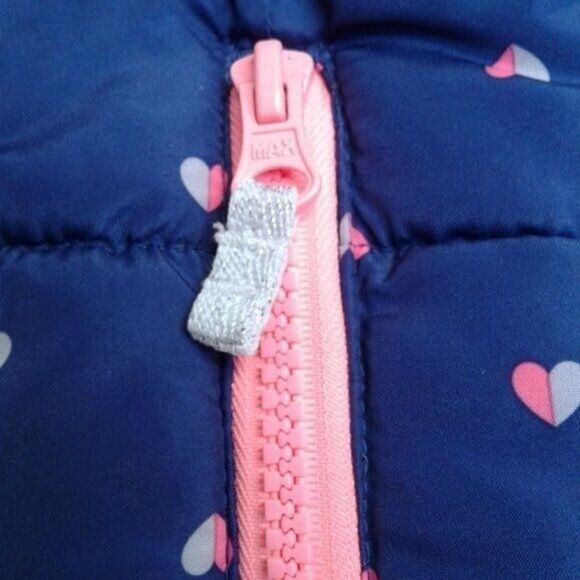 Carter's Puffer Coat Blue with Pink Fleece Lining Hearts Pockets Size 18 Month - Picture 4 of 11